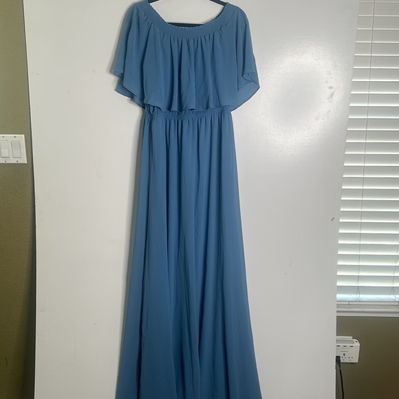 Show me your mumu blue off shoulder maxi bridesmaids dress size XXL - Picture 9 of 10